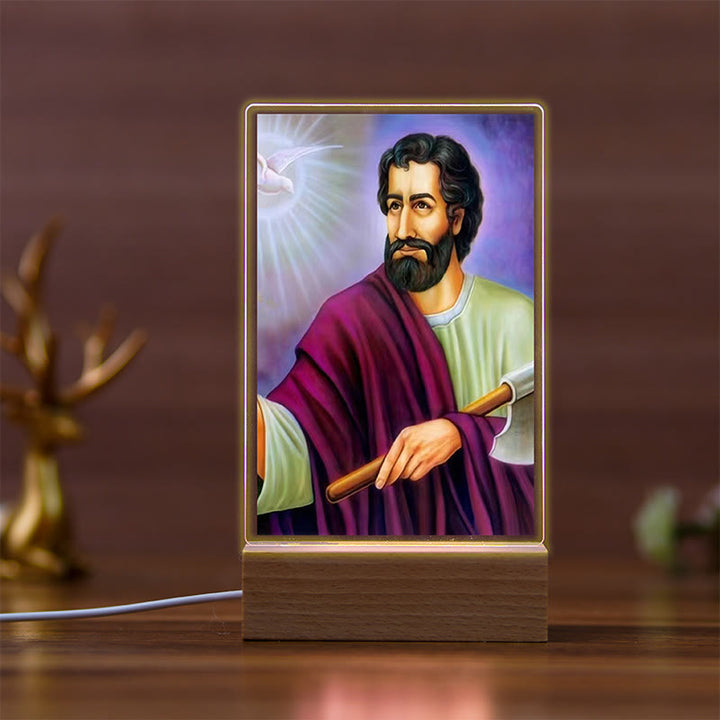 Christianartworkshop Daily Faith Resonant Religious Night Light with Holy Icons & Beech Base - D - image 4