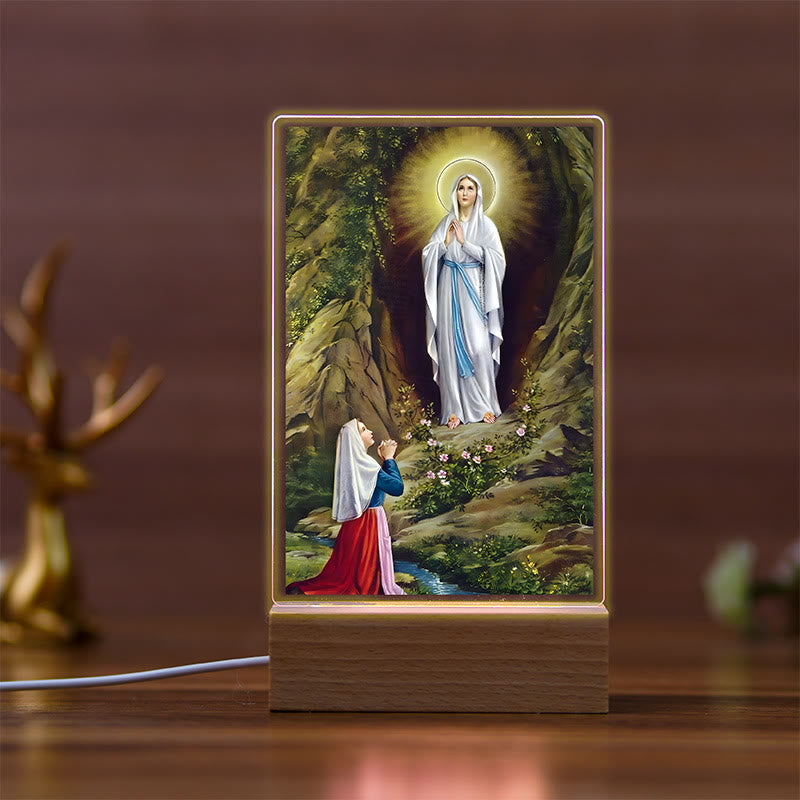 Christianartworkshop Daily Faith Resonant Religious Night Light with Holy Icons & Beech Base - G - image 7