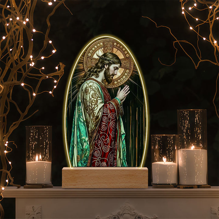 Christianartworkshop Jesus Modern Devotion Colorful Glow Night Light: Oval Silhouette & Artistic Hues - C - image 7