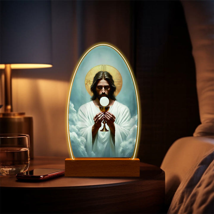 Christianartworkshop Jesus Modern Devotion Colorful Glow Night Light: Oval Silhouette & Artistic Hues - E - image 9