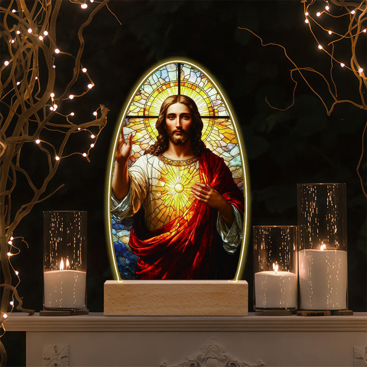 Christianartworkshop Jesus Modern Devotion Colorful Glow Night Light: Oval Silhouette & Artistic Hues - H - image 12