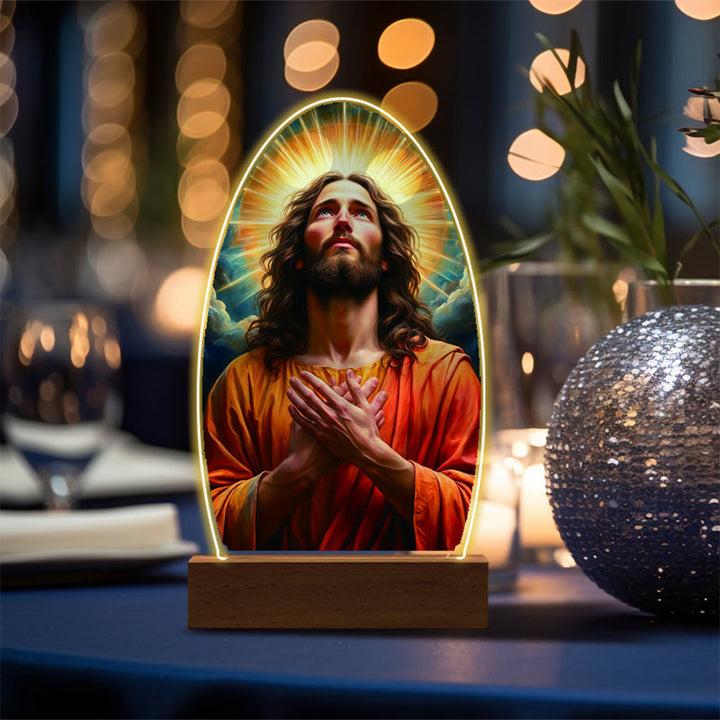 Christianartworkshop Jesus Modern Devotion Colorful Glow Night Light: Oval Silhouette & Artistic Hues - J - image 14