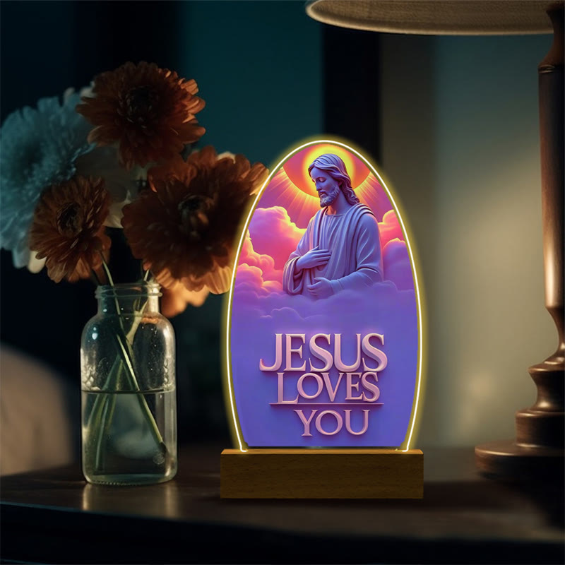 Christianartworkshop Jesus Modern Devotion Colorful Glow Night Light: Oval Silhouette & Artistic Hues - K - image 15