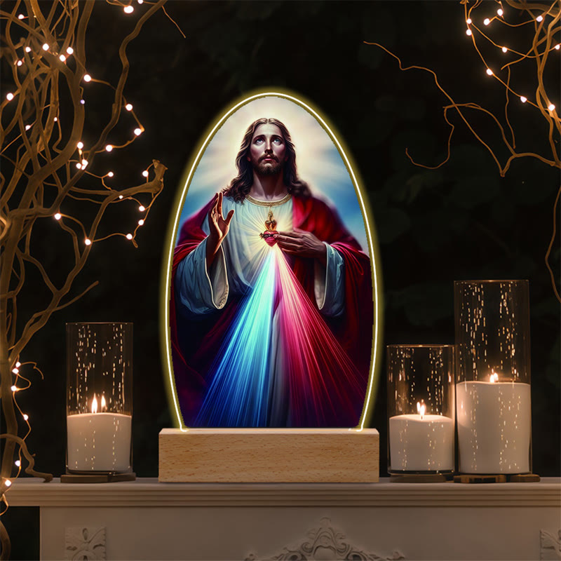 Christianartworkshop Jesus Modern Devotion Colorful Glow Night Light: Oval Silhouette & Artistic Hues - L - image 15