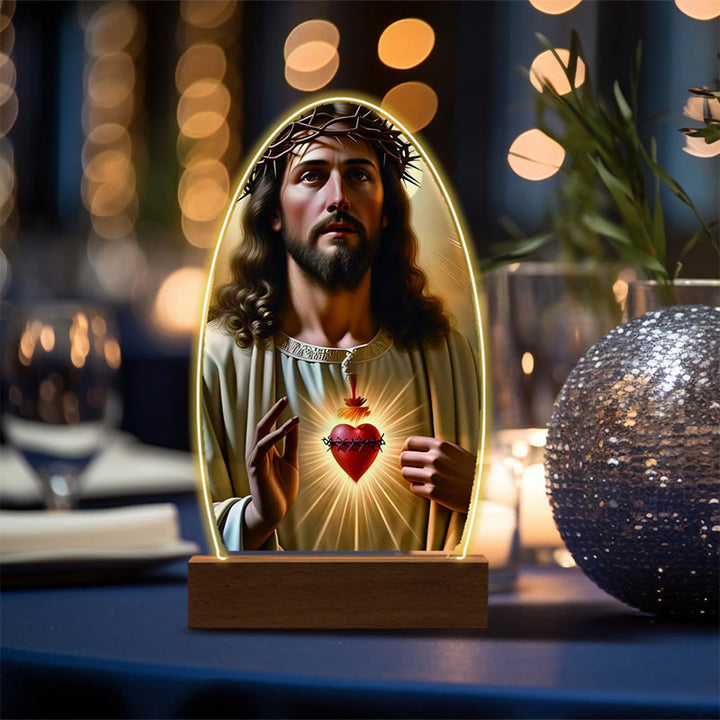 Christianartworkshop Jesus Modern Devotion Colorful Glow Night Light: Oval Silhouette & Artistic Hues - M - image 17