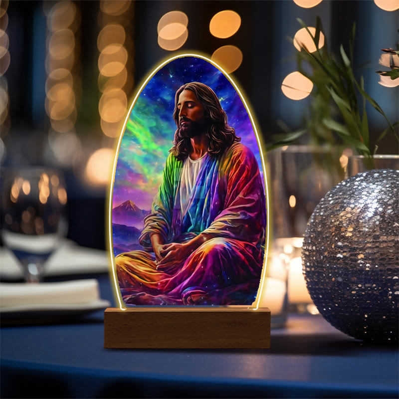 Christianartworkshop Jesus Modern Devotion Colorful Glow Night Light: Oval Silhouette & Artistic Hues - N - image 18