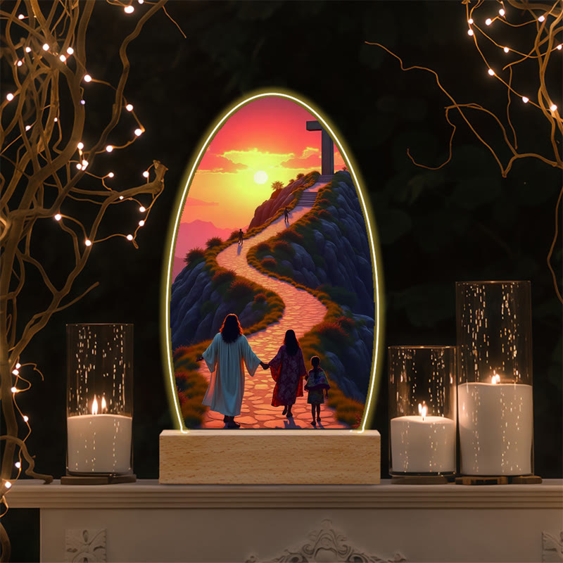 Christianartworkshop Jesus Modern Devotion Colorful Glow Night Light: Oval Silhouette & Artistic Hues - O - image 19