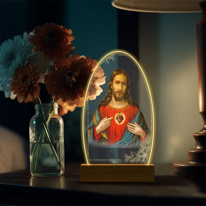 Christianartworkshop Jesus Modern Devotion Colorful Glow Night Light: Oval Silhouette & Artistic Hues - Q - image 21
