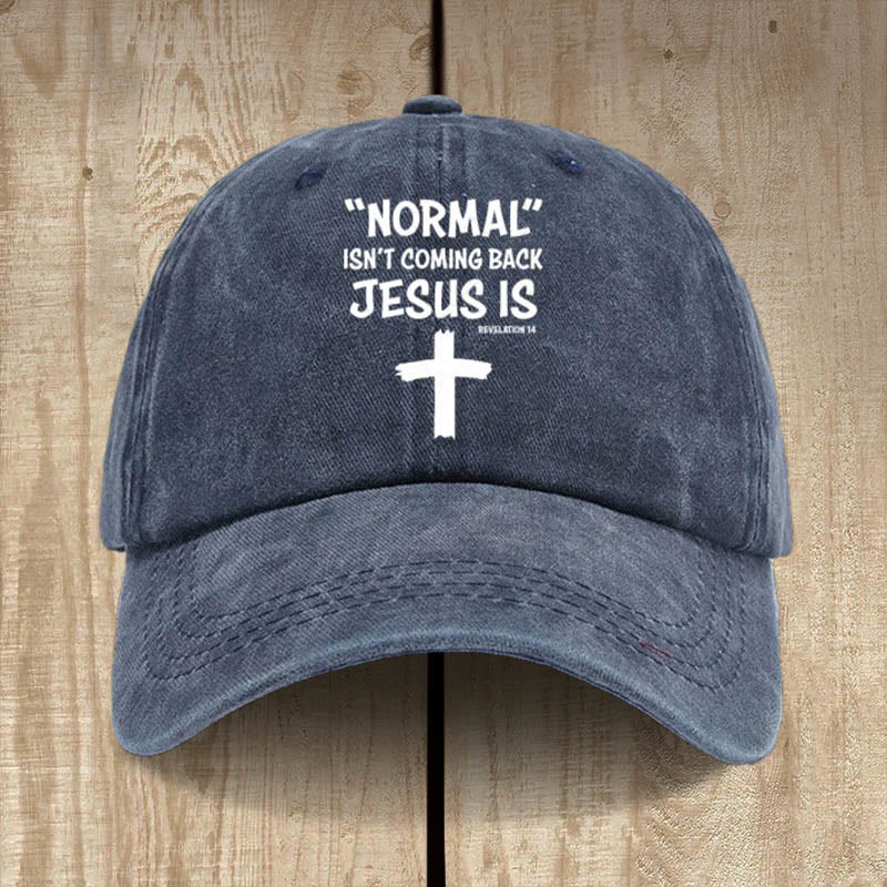 Christianartworkshop Jesus Is Coming Back Unisex Distressed Washed Cotton Hat - Navy Blue - image 4