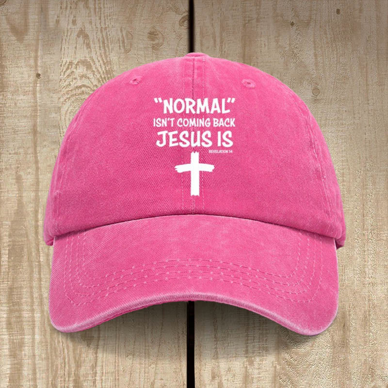 Christianartworkshop Jesus Is Coming Back Unisex Distressed Washed Cotton Hat - Rose - image 12