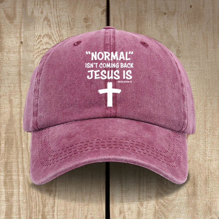 Christianartworkshop Jesus Is Coming Back Unisex Distressed Washed Cotton Hat - Wine - image 8