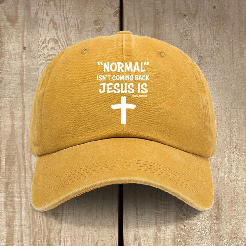 Christianartworkshop Jesus Is Coming Back Unisex Distressed Washed Cotton Hat - Yellow - image 14