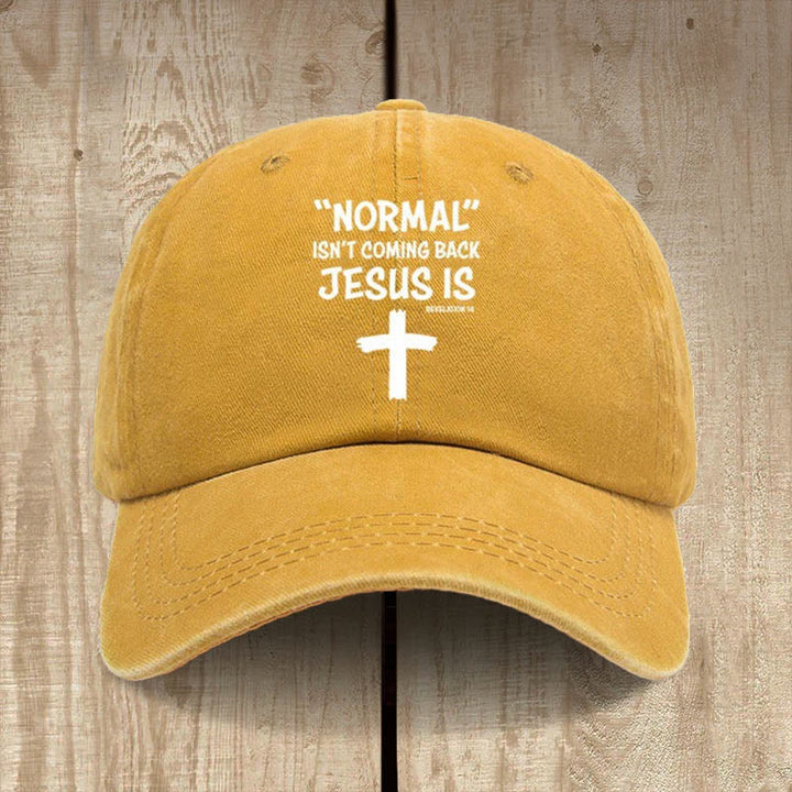Christianartworkshop Jesus Is Coming Back Unisex Distressed Washed Cotton Hat - Yellow - image 14