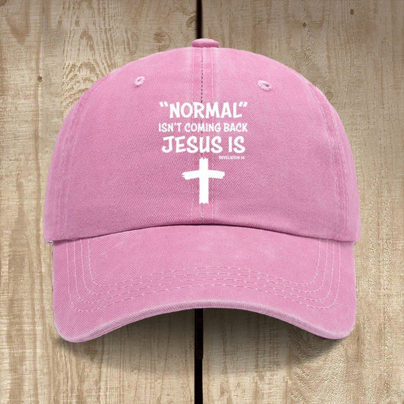 Christianartworkshop Jesus Is Coming Back Unisex Distressed Washed Cotton Hat - Pink - image 9