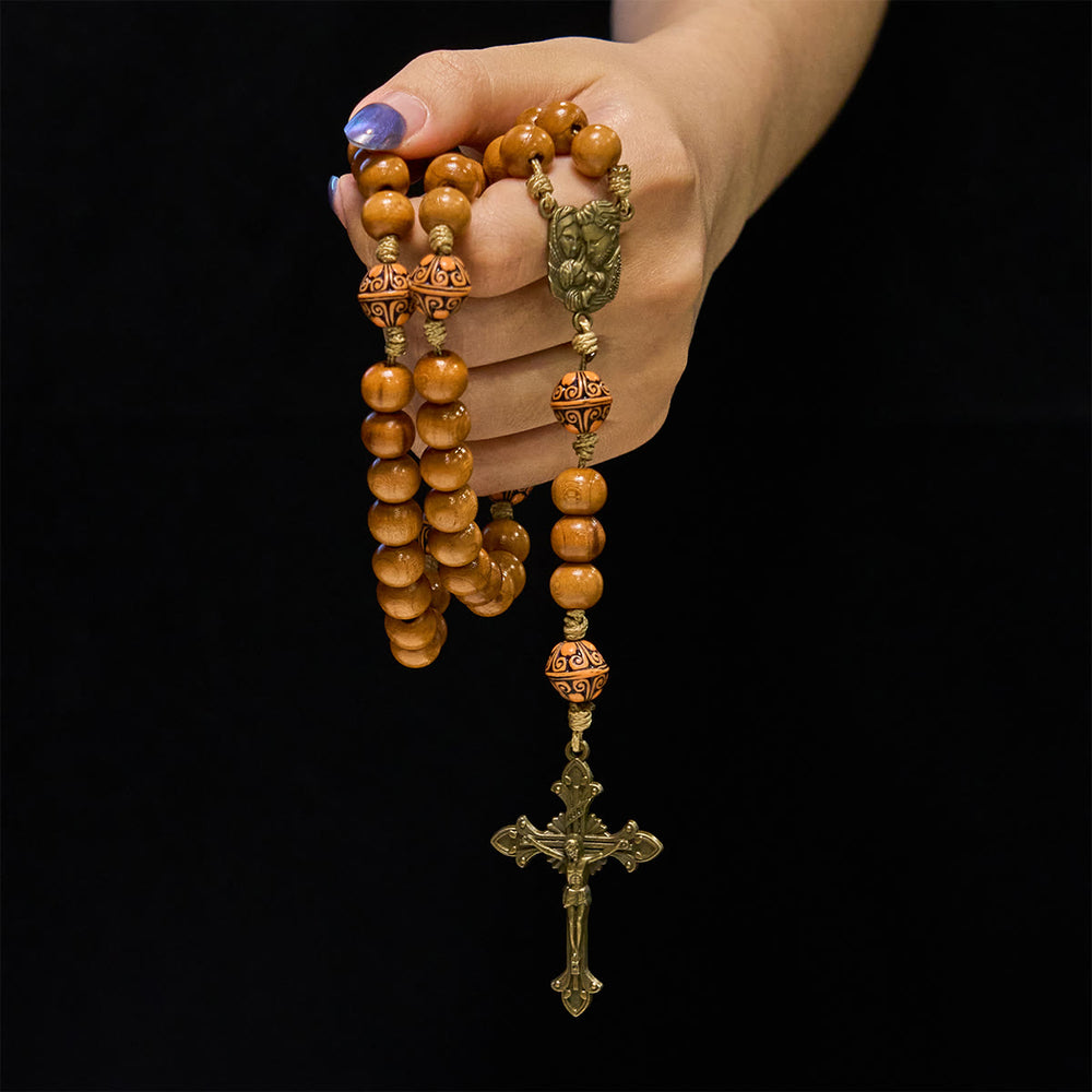 Christianartworkshop Holy Family & Crucifix of 10mm Olive Wood Bead Handmade Rosary for Holy Prayer - image 2