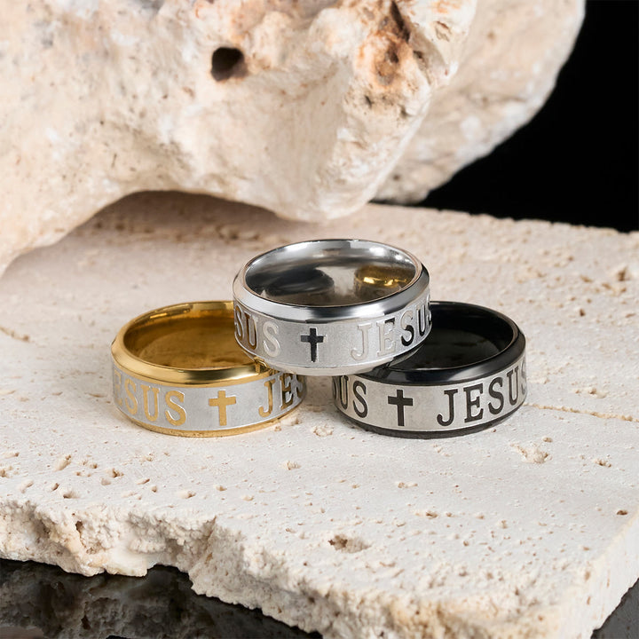 Christianartworkshop Titanium Steel Ring with Laser engraving "JESUS" - image 5