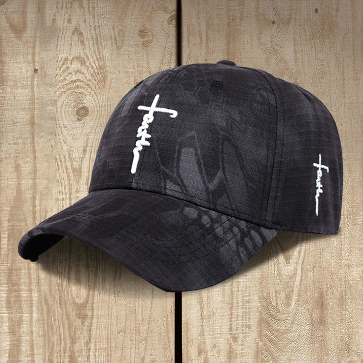 Christianartworkshop Embroidered Faith Cross Baseball Cap: Wear the Armor of Belief - Black - image 3