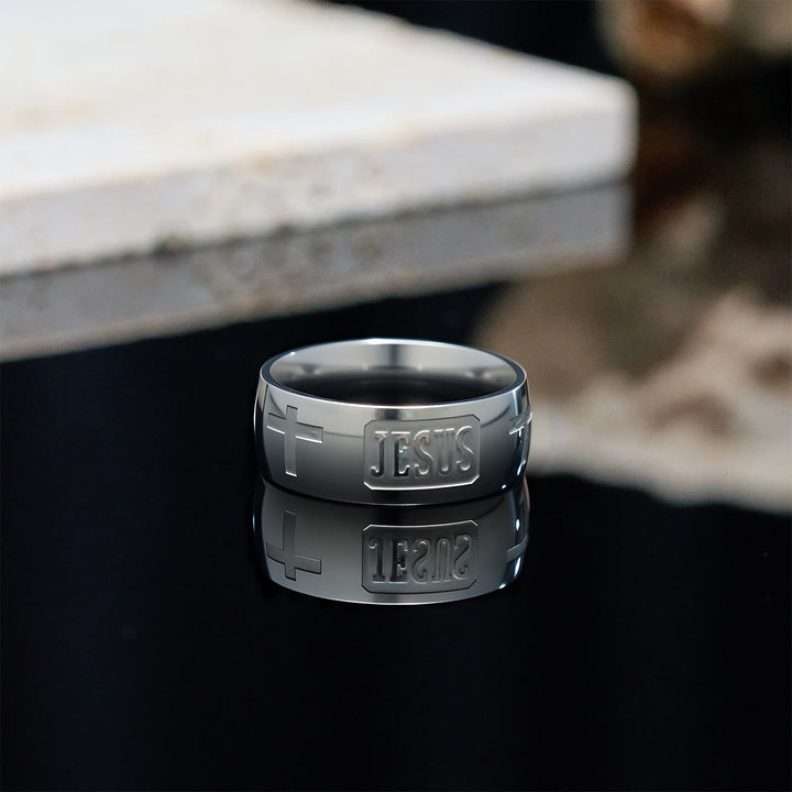 Christianartworkshop Two-tone Golden JESUS & Cross Symbol Blessed Ring - Silver - US 10 - image 6