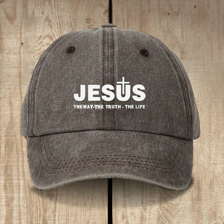 Christianartworkshop Minimalist Jesus The Way The Truth The Life Statement Baseball Cap - Coffee - image 5
