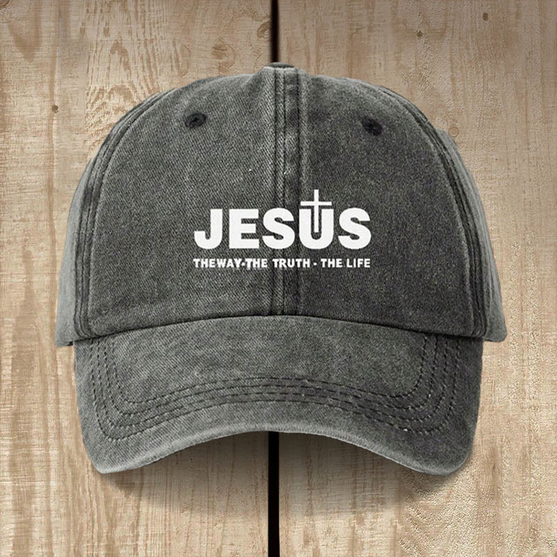 Christianartworkshop Minimalist Jesus The Way The Truth The Life Statement Baseball Cap - Black - image 0