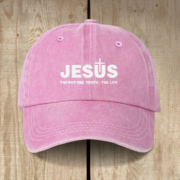 Christianartworkshop Minimalist Jesus The Way The Truth The Life Statement Baseball Cap - Pink - image 6