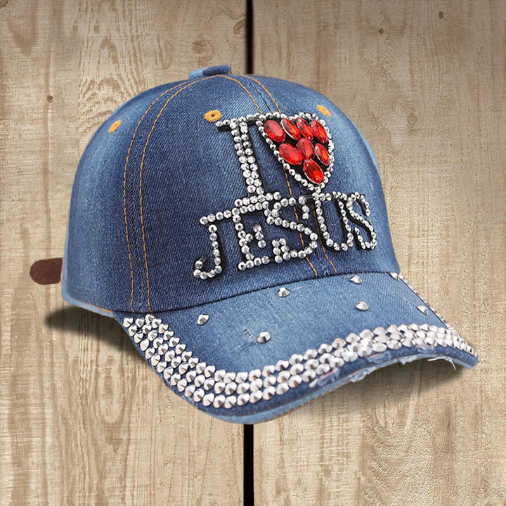 Christianartworkshop I Love Jesus Baseball Cap for Devoted Hearts: Radiate Love for Christ - Dark Denim Blue - image 2