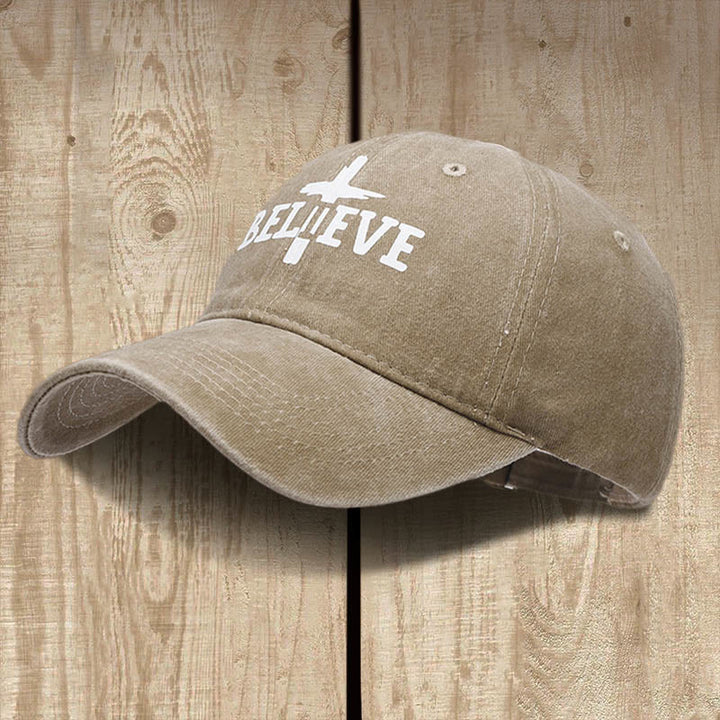 Christianartworkshop Believe in the Cross Baseball Cap: Faith Over Doubt - Khaki - image 8