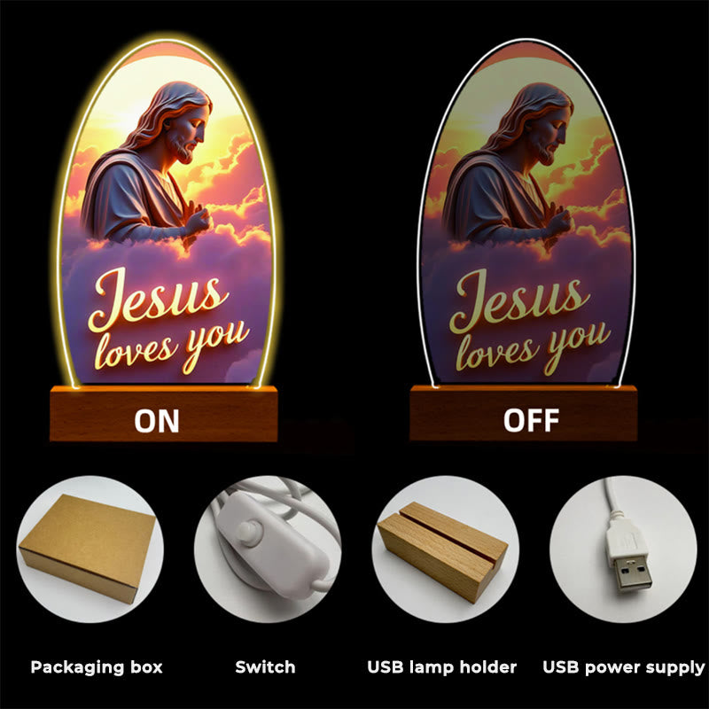 Christianartworkshop Jesus Modern Devotion Colorful Glow Night Light: Oval Silhouette & Artistic Hues - image 3