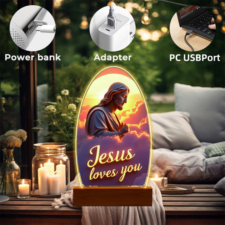 Christianartworkshop Jesus Modern Devotion Colorful Glow Night Light: Oval Silhouette & Artistic Hues - image 3