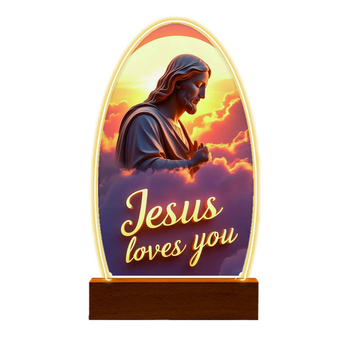 Christianartworkshop Jesus Modern Devotion Colorful Glow Night Light: Oval Silhouette & Artistic Hues - image 5