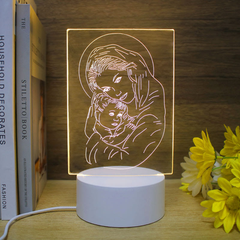 Christianartworkshop Minimalist Faith Unique Gift Night Light: Glowing Outlines & Enduring Icons - B - image 1