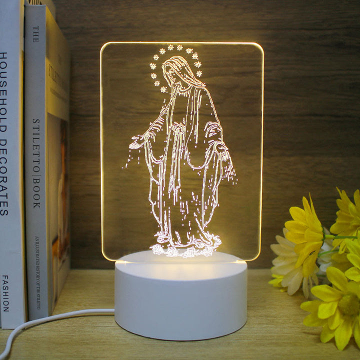 Christianartworkshop Minimalist Faith Unique Gift Night Light: Glowing Outlines & Enduring Icons - C - image 2