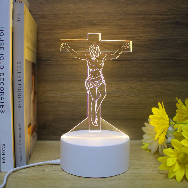 Christianartworkshop Minimalist Faith Unique Gift Night Light: Glowing Outlines & Enduring Icons - D - image 3