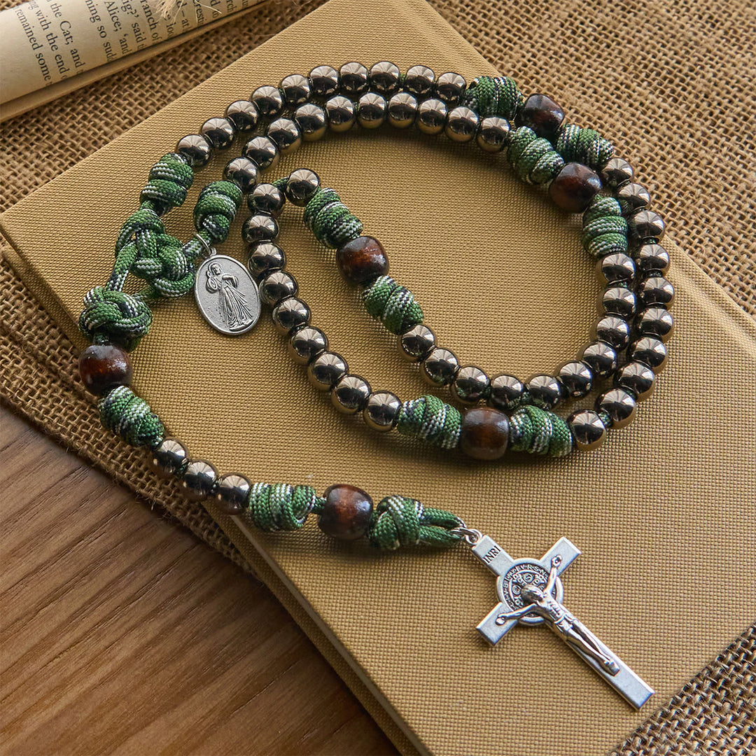 Christianartworkshop Rugged Paracord Blessing Rosary: Shielded by Holy Spirit and Divine Mercy - Paracord Blessing Rosary - image 0