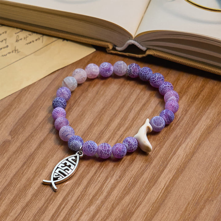 Christianartworkshop Ocean Grace Dolphin Blessing Bracelet with Natural Malachite and Ichthys Charm - image 30