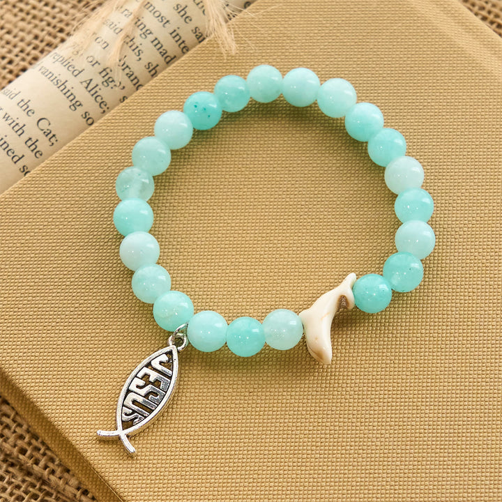 Christianartworkshop Ocean Grace Dolphin Blessing Bracelet with Natural Malachite and Ichthys Charm - image 24