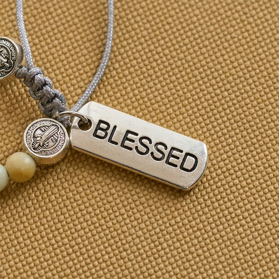 Christianartworkshop Two-color St. Benedict Blessing Anklet with Gentle Natural Stone Beads - image 3