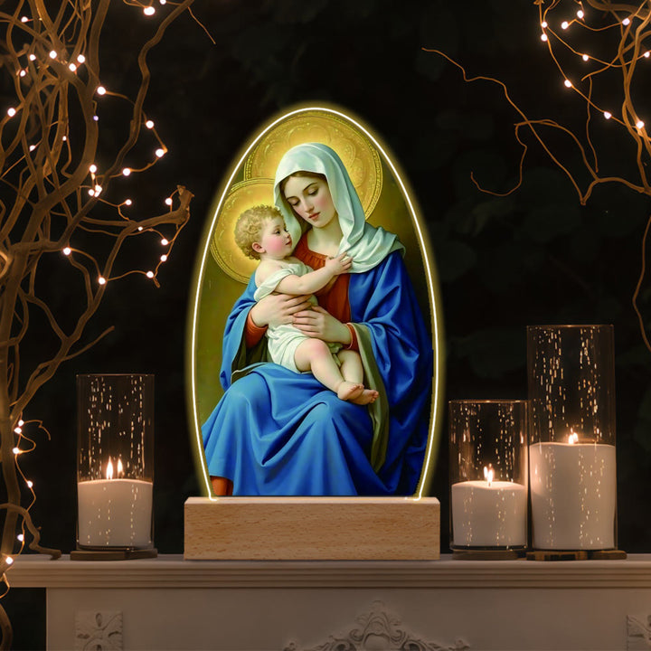Christianartworkshop Comforting Jesus and Virgin Mary Prayer Moments Night Light - A - image 0