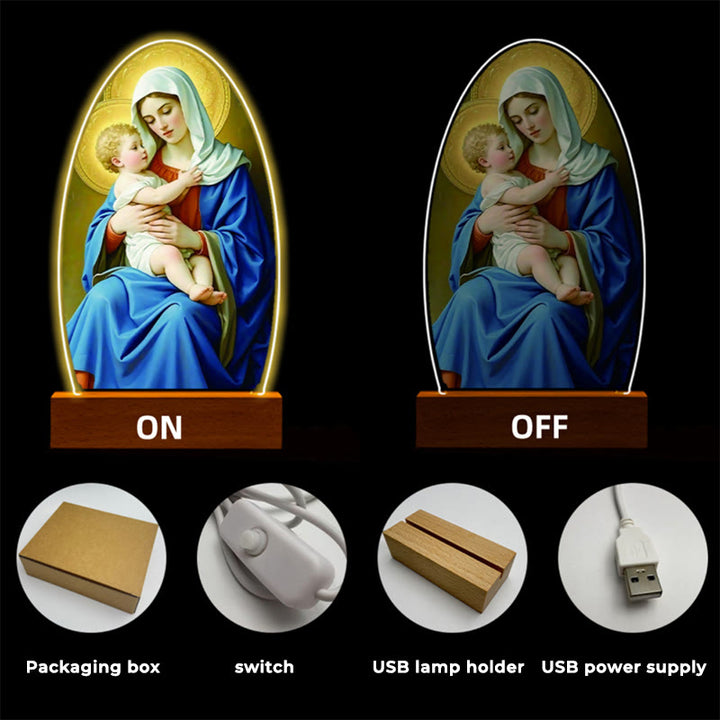 Christianartworkshop Comforting Jesus and Virgin Mary Prayer Moments Night Light - image 4