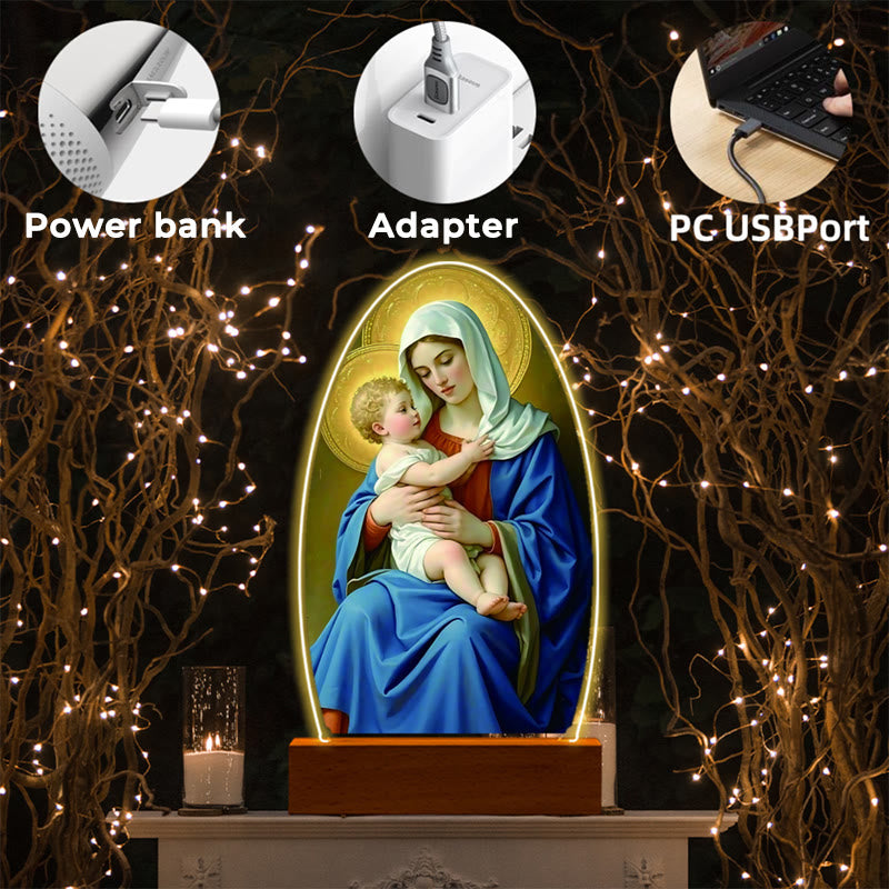 Christianartworkshop Comforting Jesus and Virgin Mary Prayer Moments Night Light - image 2