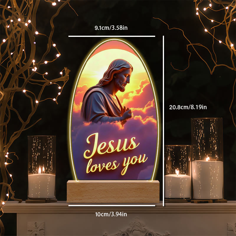 Christianartworkshop Jesus Modern Devotion Colorful Glow Night Light: Oval Silhouette & Artistic Hues - image 1