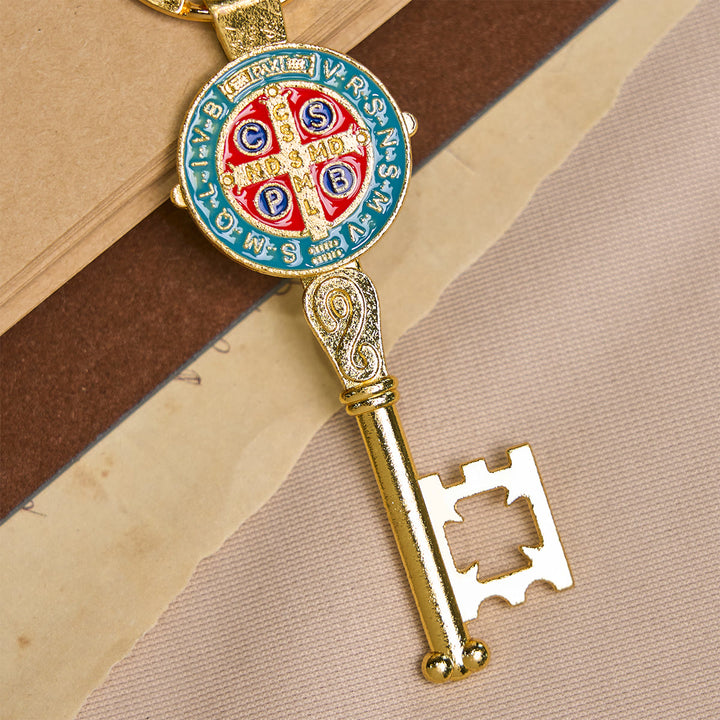 Christianartworkshop Tri-color Blessed Saint Benedict Keychain of Guidance & Protection - image 8