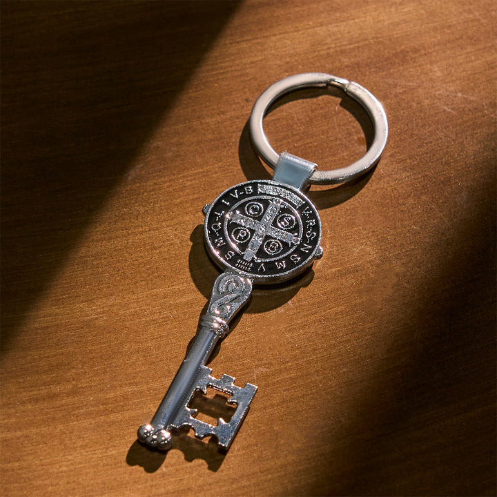 Christianartworkshop Tri-color Blessed Saint Benedict Keychain of Guidance & Protection - image 6