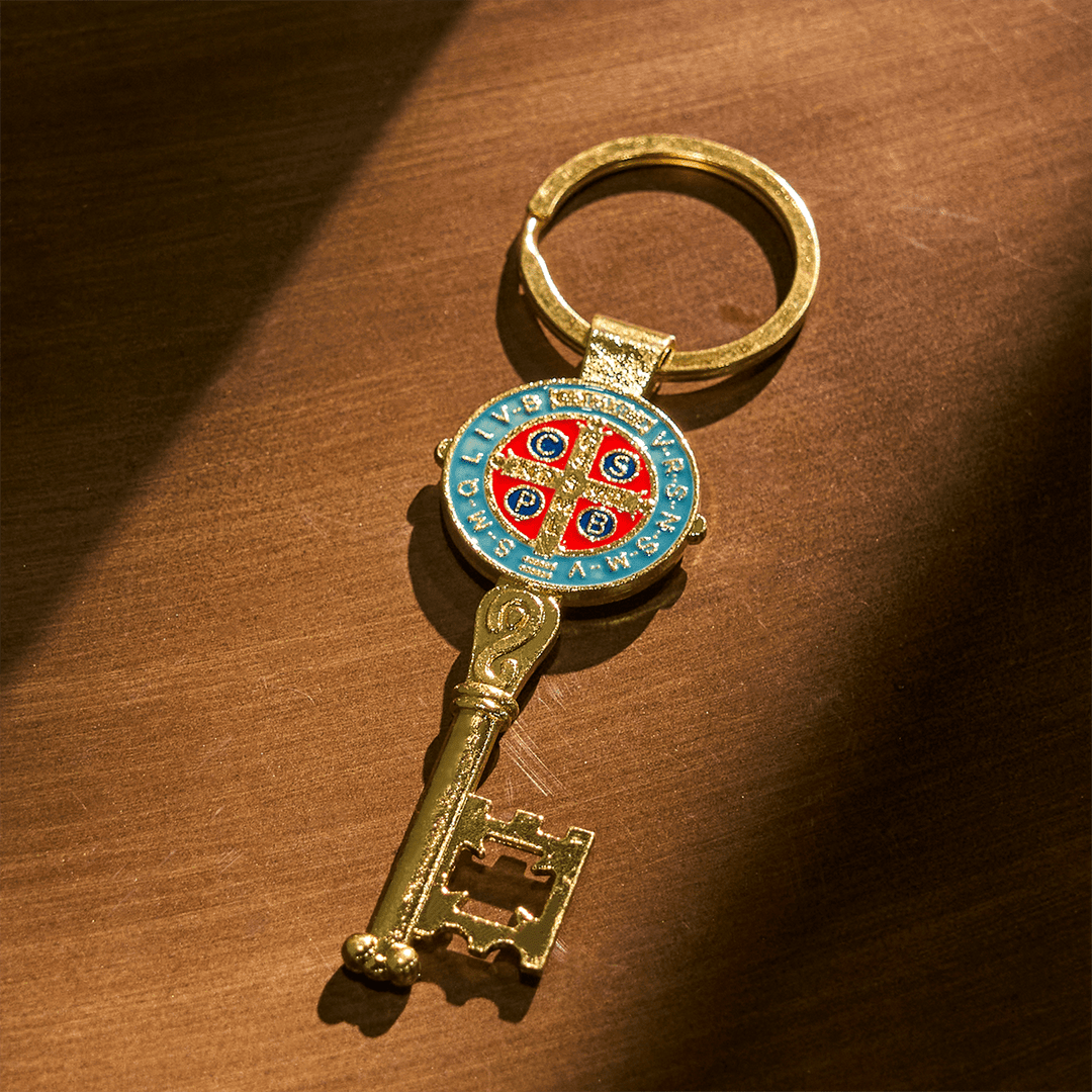 Christianartworkshop Tri-color Blessed Saint Benedict Keychain of Guidance & Protection - image 5