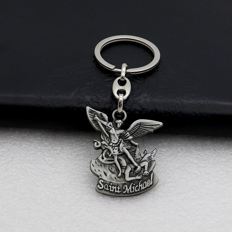 Christianartworkshop Shield Against Evil St. Michael the Archangel Keychain - Antique Silver - image 4