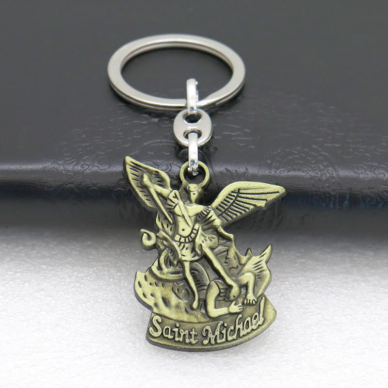 Christianartworkshop Shield Against Evil St. Michael the Archangel Keychain - Antique Verdigris - image 5