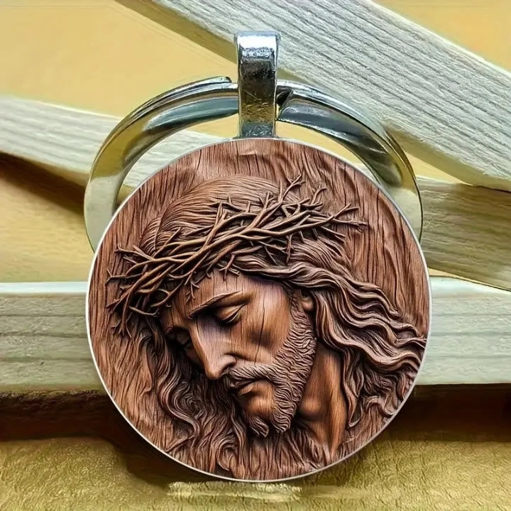 Christianartworkshop Jesus Crown of Thorns Keychain: A Sacred Token of Protection - Jesus - image 0