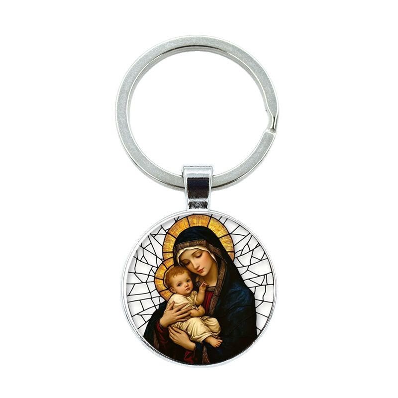 Christianartworkshop Our Lady Holding Infant Jesus Keychain: Divine Motherly Love - image 4