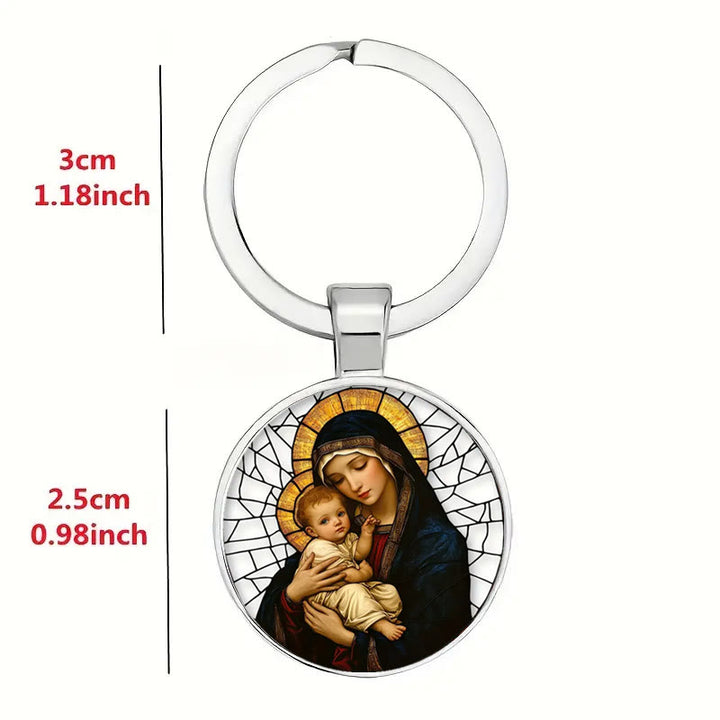 Christianartworkshop Our Lady Holding Infant Jesus Keychain: Divine Motherly Love - image 3