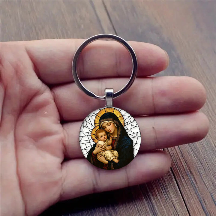 Christianartworkshop Our Lady Holding Infant Jesus Keychain: Divine Motherly Love - image 2